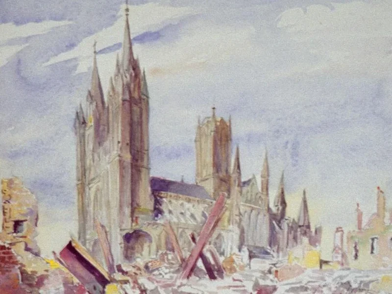 1891-Thérèse Lemoine-Lagron - Cattedrale di Coutances nel 1944